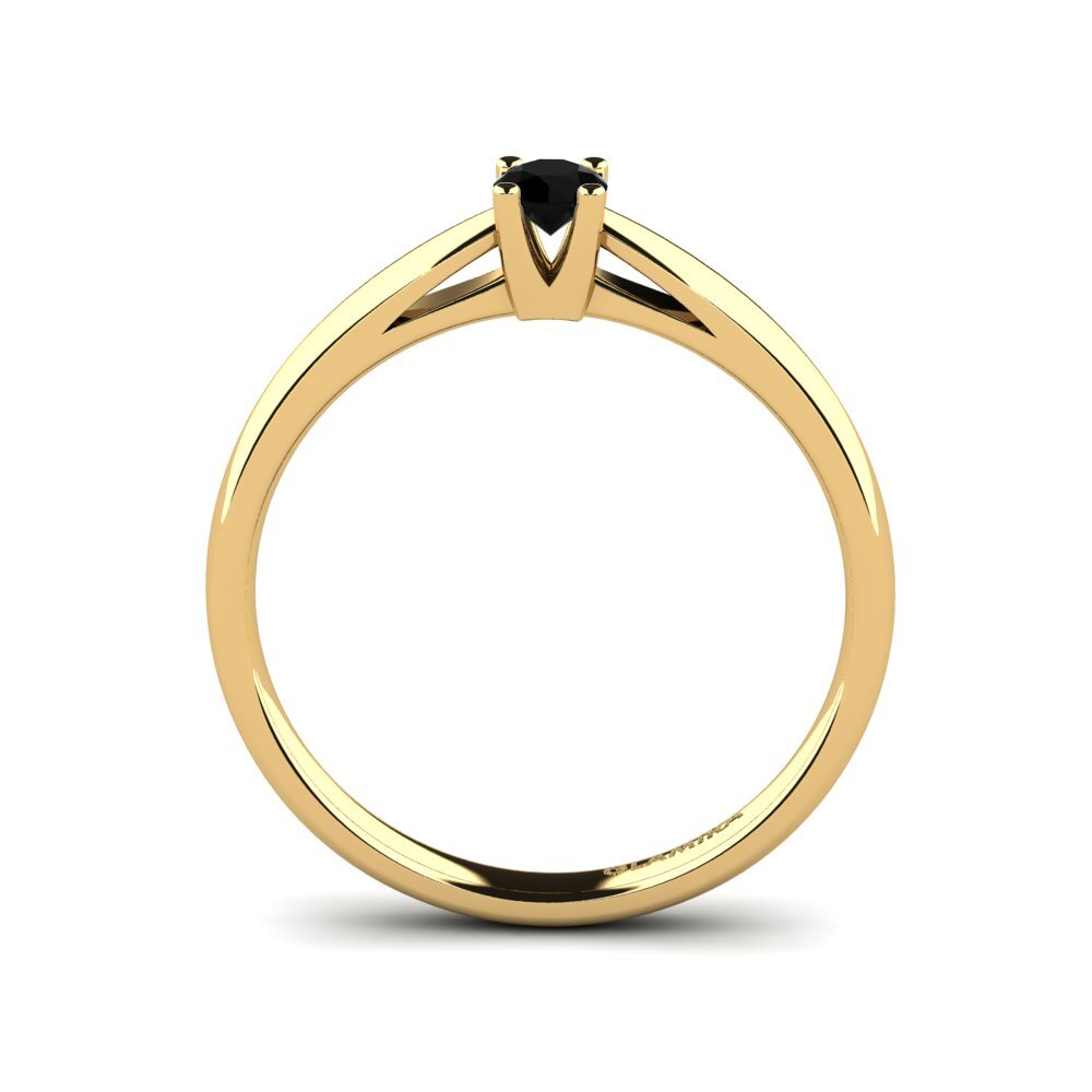 14ct Yellow Gold Black Onyx Women's Ring Grace 0.16 crt