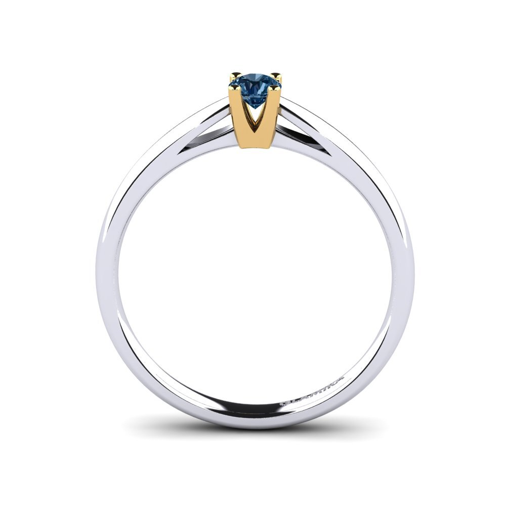 18ct White & Yellow Gold Blue Diamond Women's Ring Grace 0.16 crt