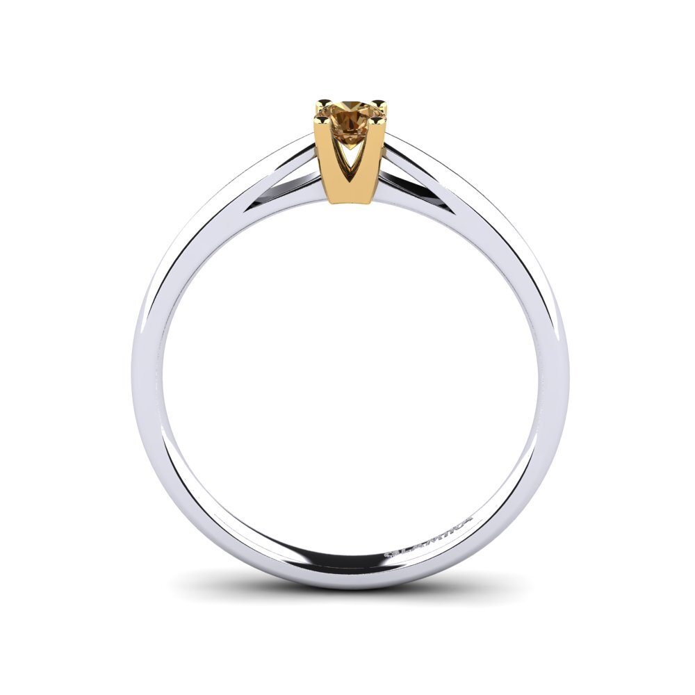 18ct White & Yellow Gold Brown Diamond Women's Ring Grace 0.16 crt