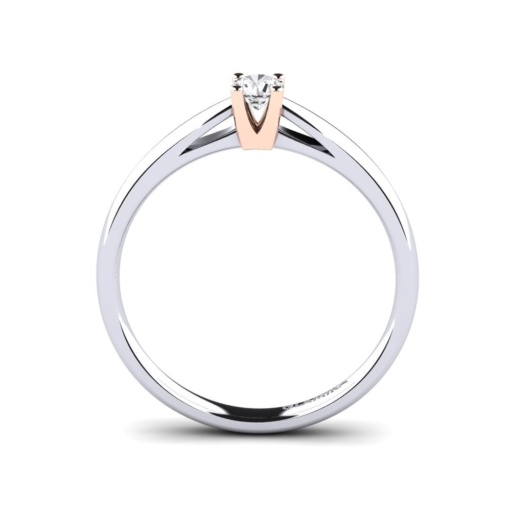18ct White & Rose Gold White sapphire Women's Ring Grace 0.16 crt