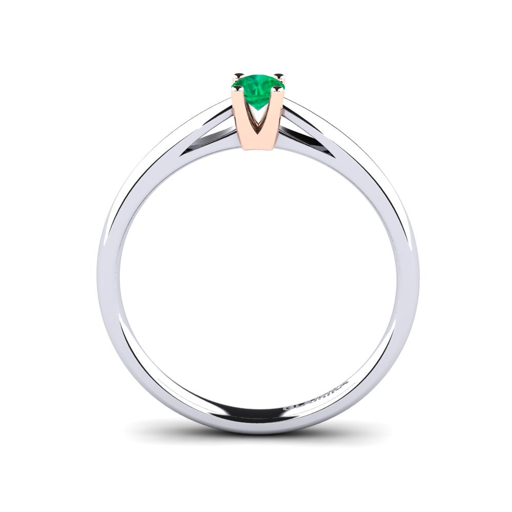 14ct White & Rose Gold Emerald Women's Ring Grace 0.16 crt
