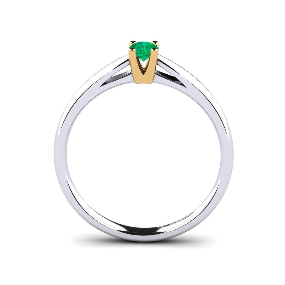 14ct White & Yellow Gold Emerald Women's Ring Grace 0.16 crt