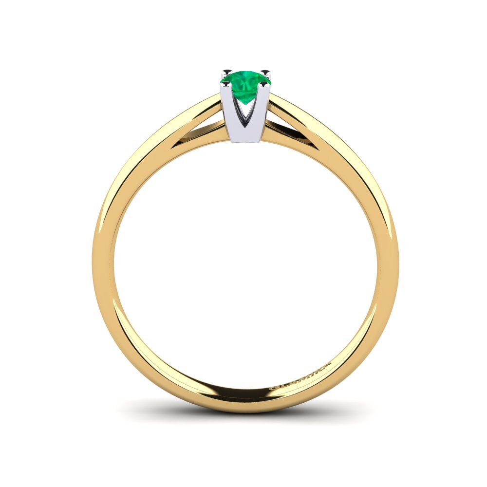 14ct Yellow & White Gold Emerald Women's Ring Grace 0.16 crt