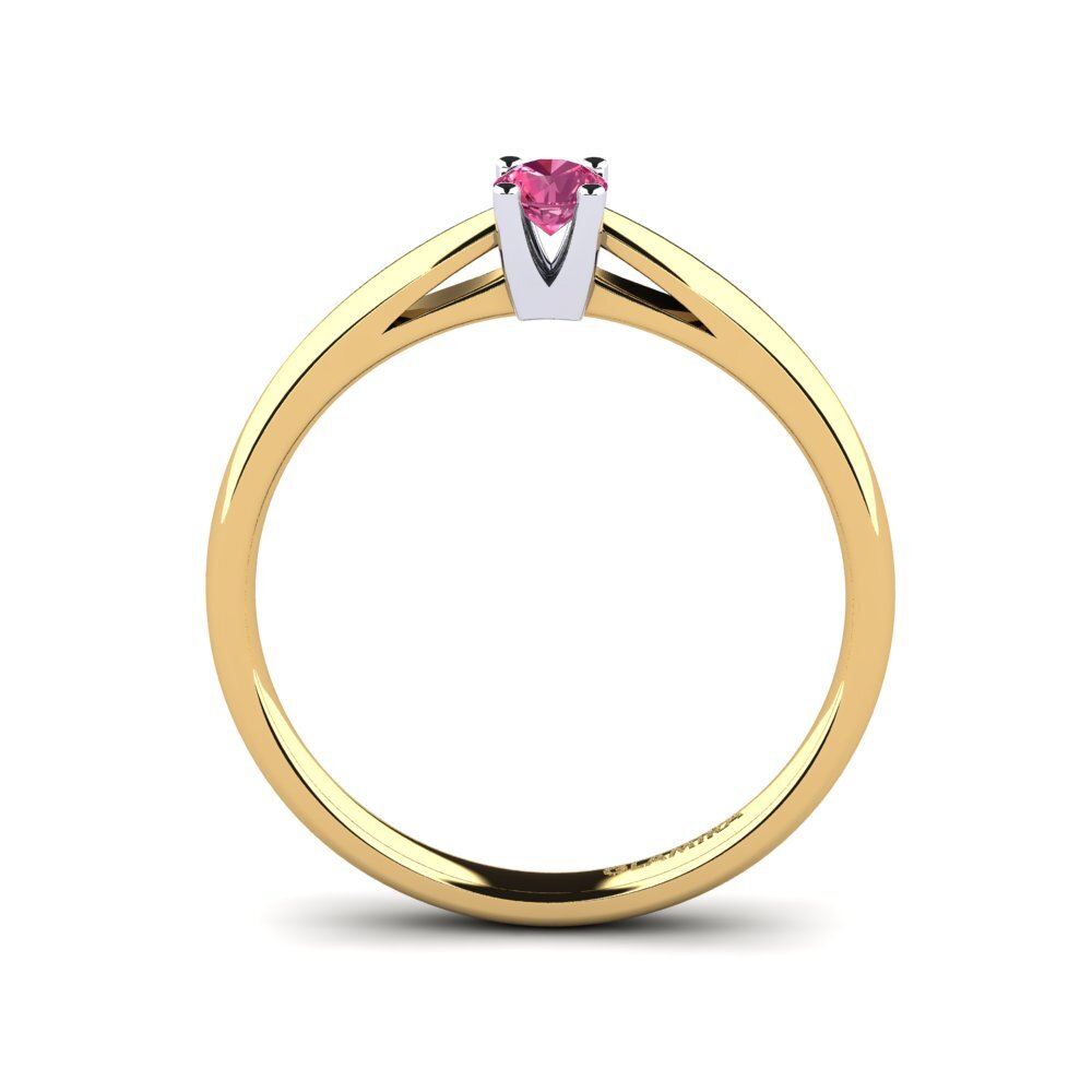 18ct Yellow & White Gold Pink Tourmaline Women's Ring Grace 0.16 crt