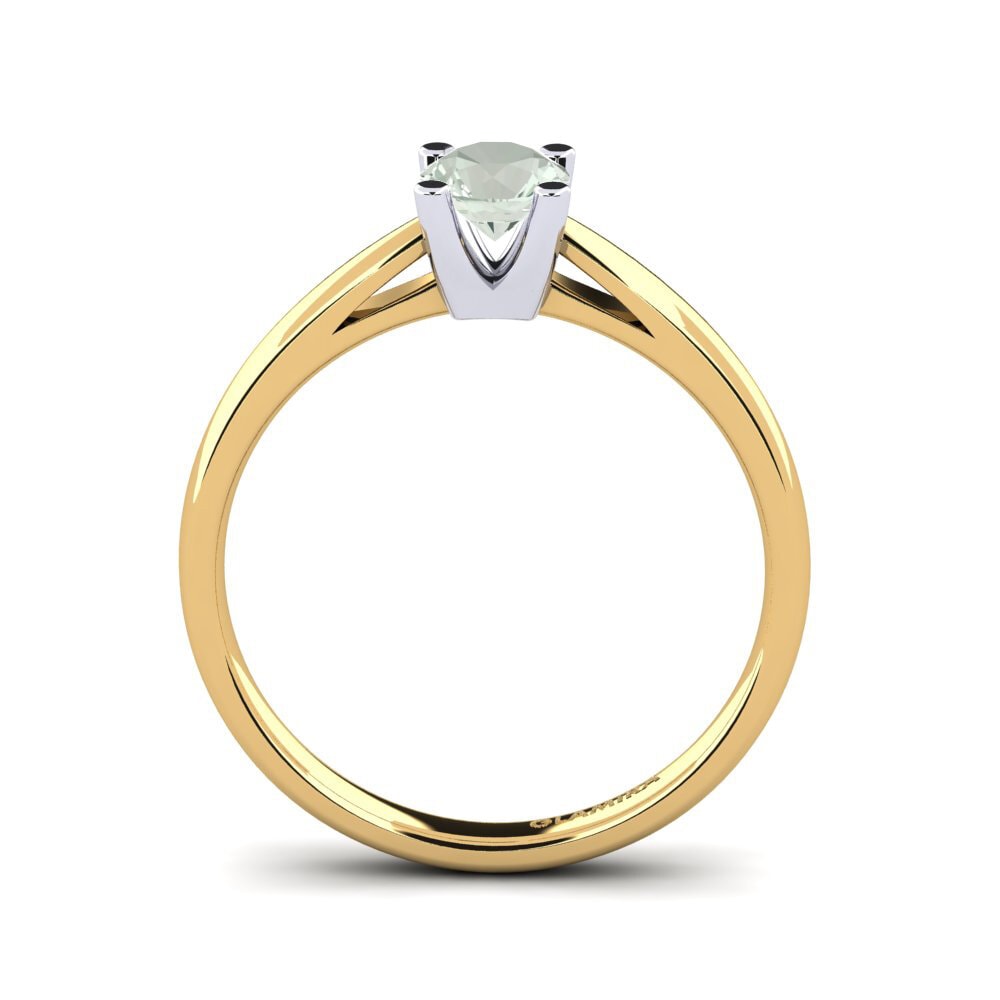 14k Oro Amarillo & Blanco Amatista verde Anillo de compromiso Grace 0.5crt