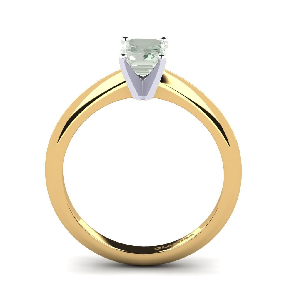 14k Oro Amarillo & Blanco Amatista verde Anillo de compromiso Hayley