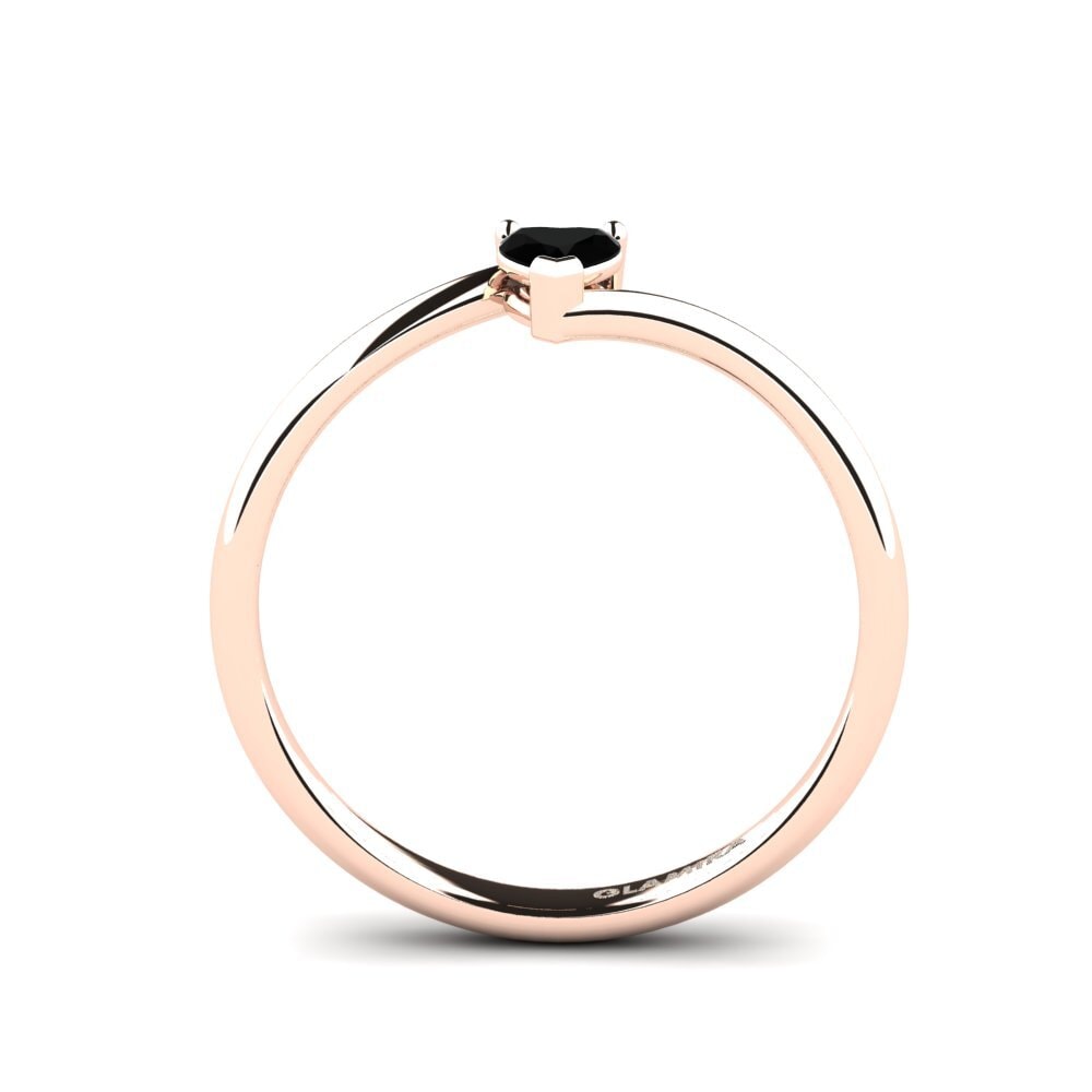 14ct Rose Gold Black Onyx Engagement Ring Hearteye 3.5 mm