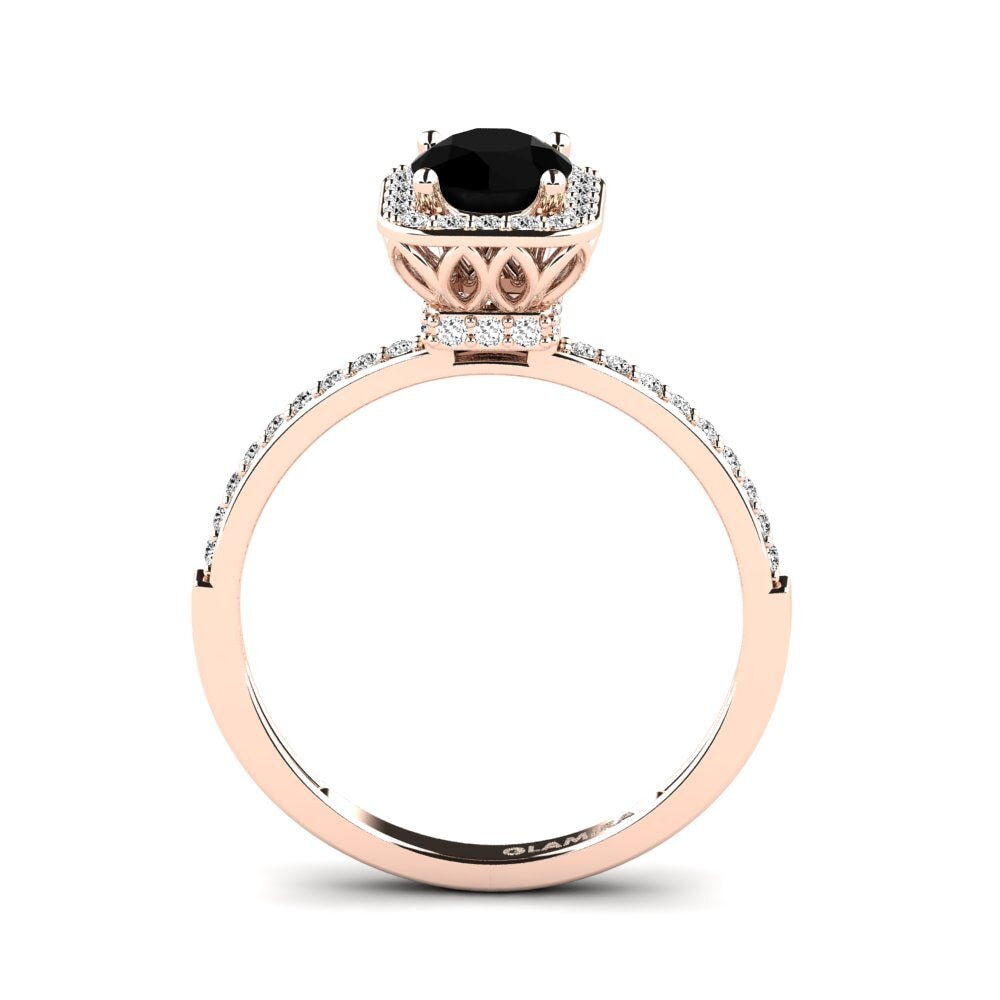 14ct Rose Gold Black Onyx Engagement Ring Hydrogenation