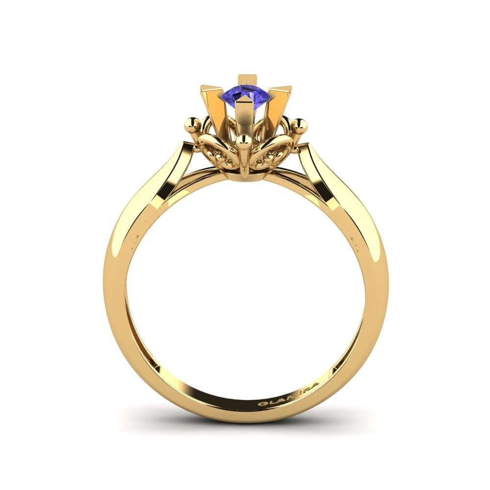 18k Oro Amarillo Tanzanita Anillo de compromiso Indifferently