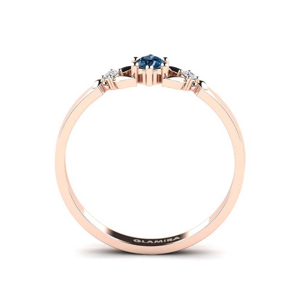 14k Oro Rosa Diamante Azul Anillo de compromiso Iodine