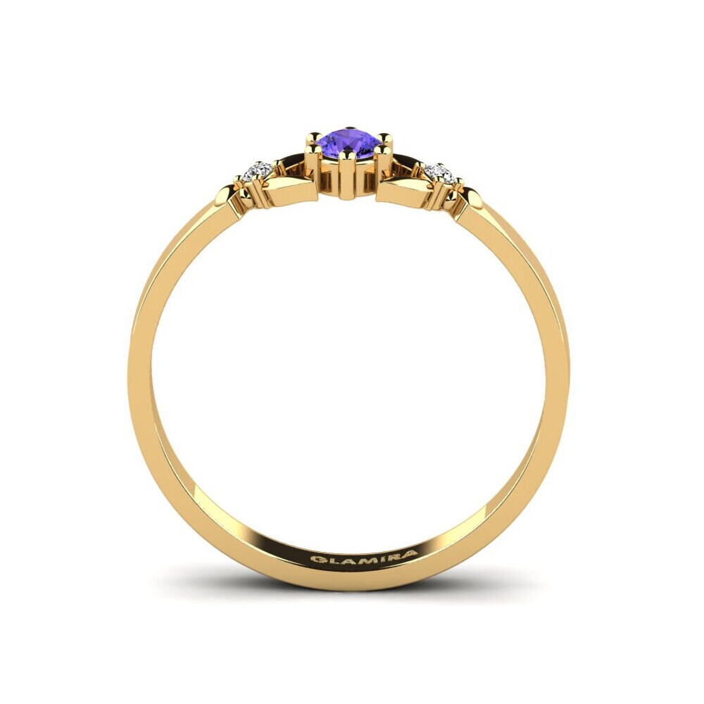18k Oro Amarillo Tanzanita Anillo de compromiso Iodine