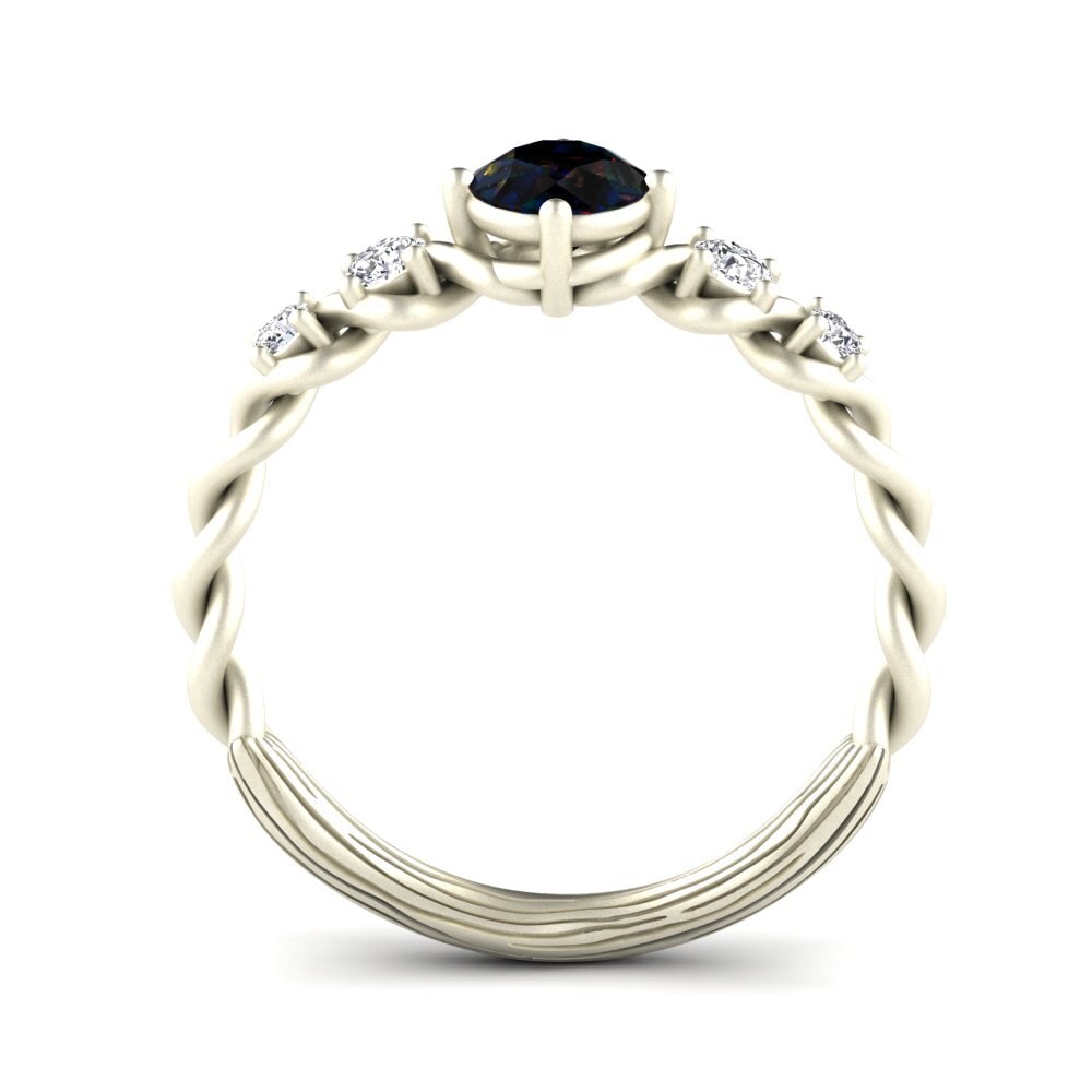 14k White Gold Black Opal Engagement Ring Janiecere
