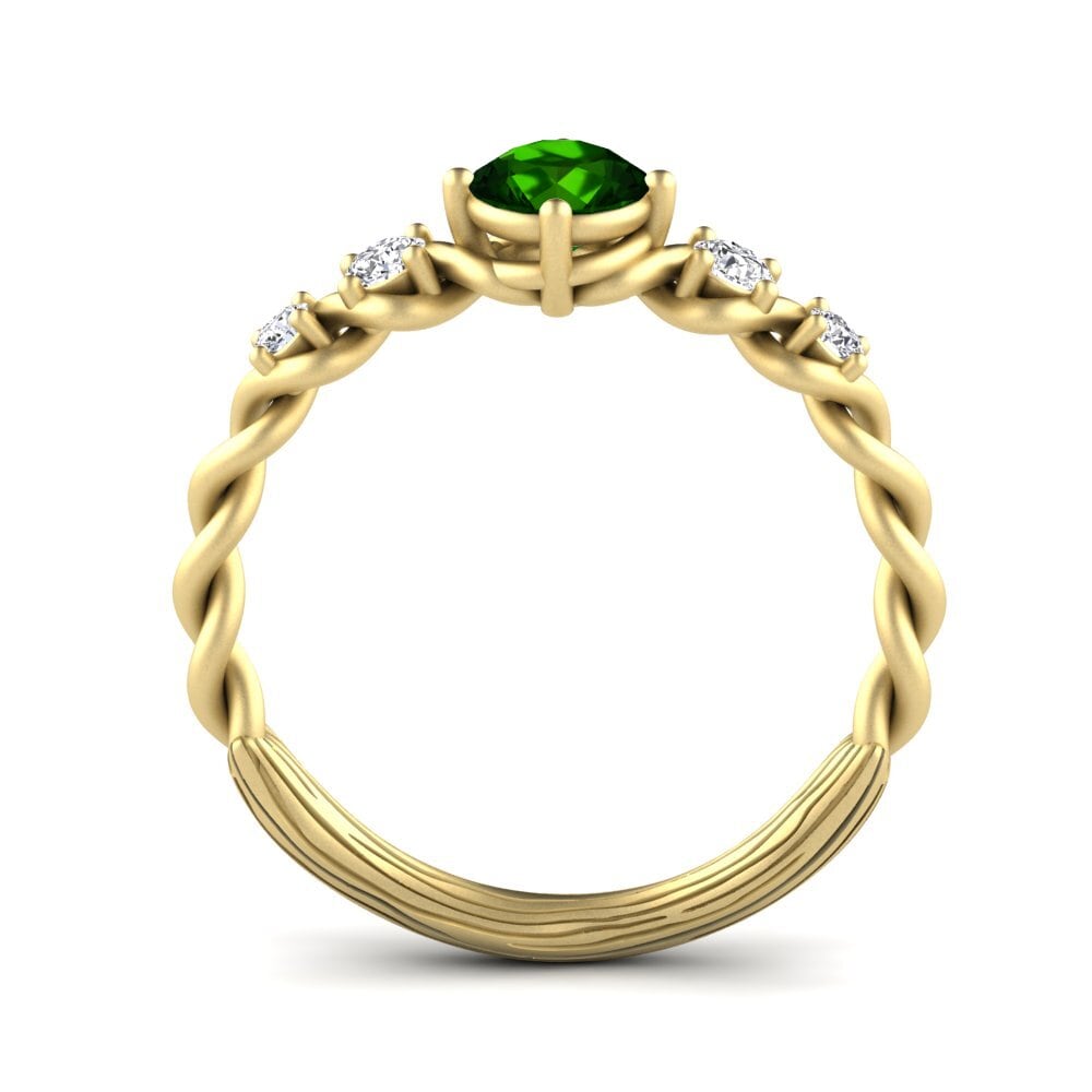 14ct Yellow Gold Green Tourmaline Engagement Ring Janiecere