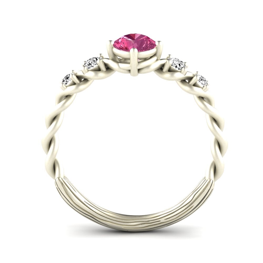 Turmalina rosa Anillo de compromiso Janiecere