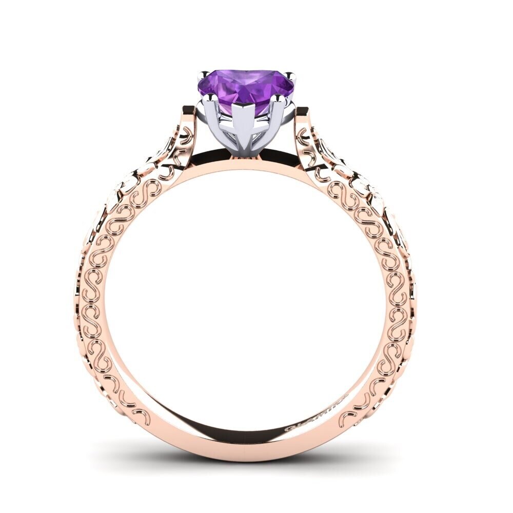 14ct Rose / White Gold Amethyst Women's Ring Joanna