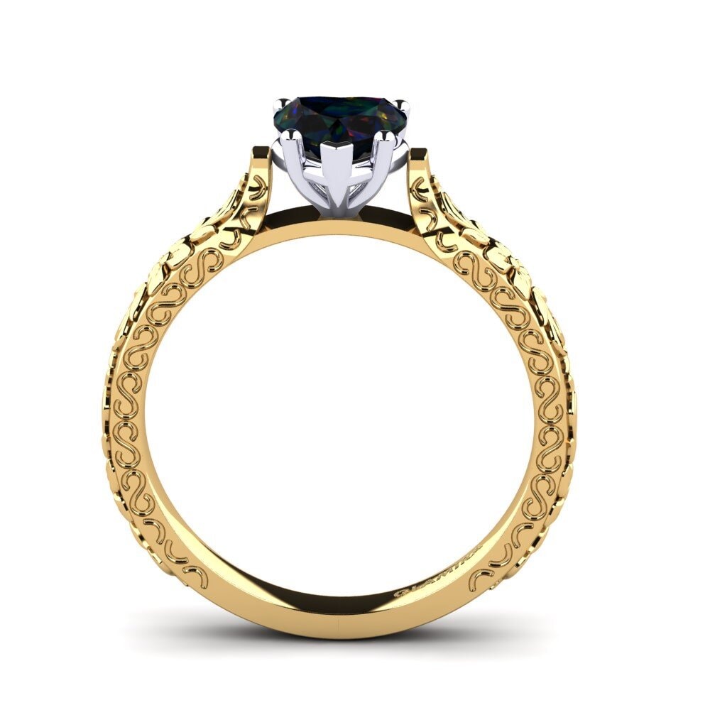 18ct Yellow & White Gold Black Opal Women's Ring Joanna