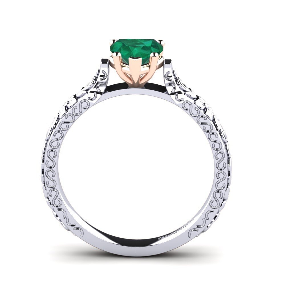 14ct White & Rose Gold Emerald Women's Ring Joanna