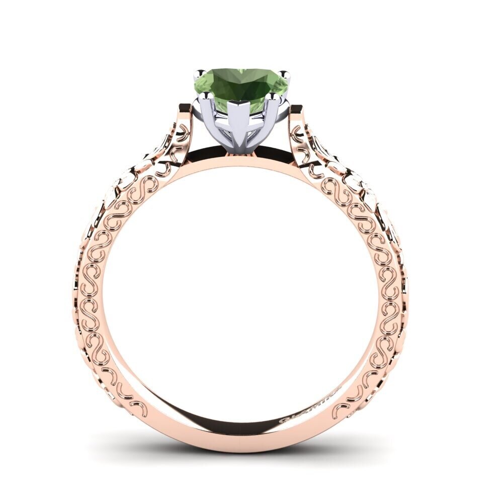 18ct Rose & White Gold Green Sapphire Women's Ring Joanna