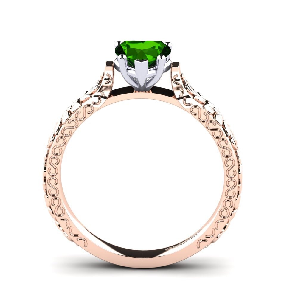 18ct Rose & White Gold Green Tourmaline Women's Ring Joanna