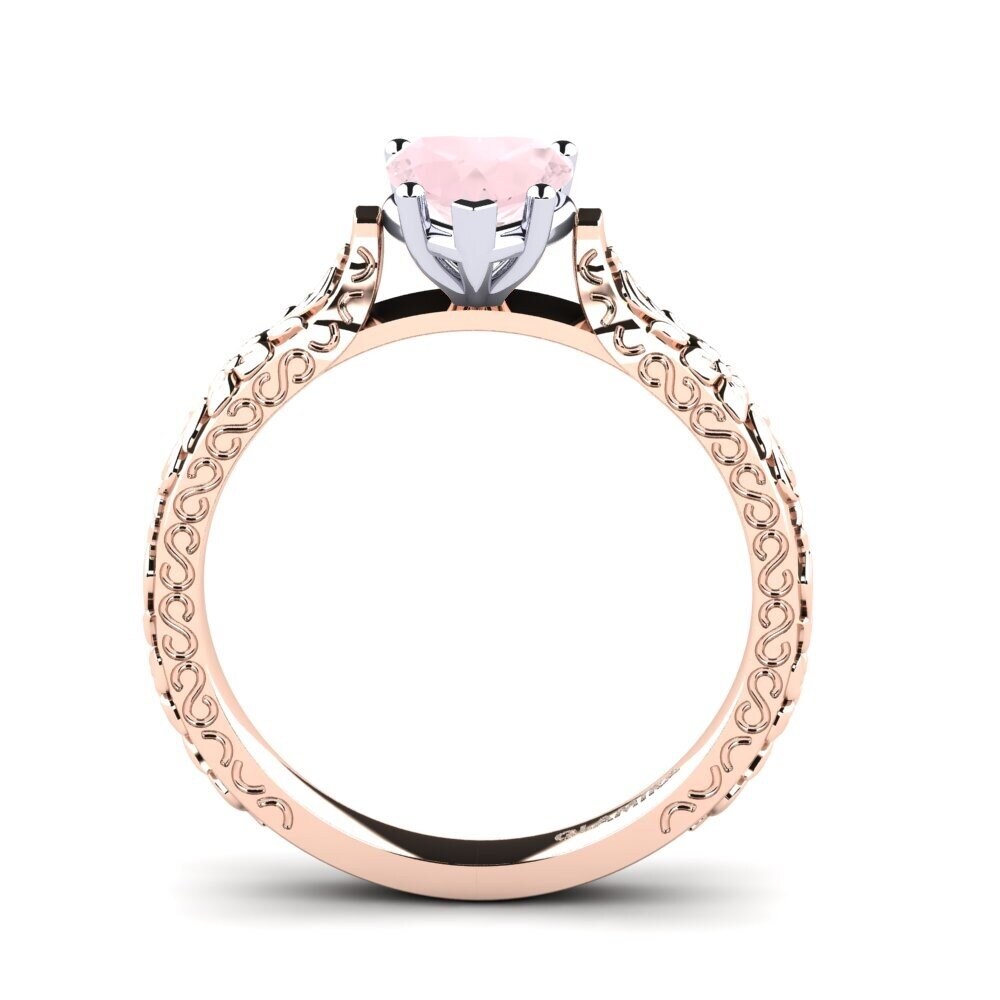 18ct Rose & White Gold Rose Quartz Women's Ring Joanna