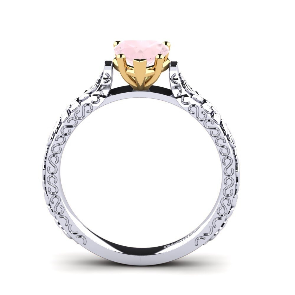 18ct White & Yellow Gold Rose Quartz Women's Ring Joanna