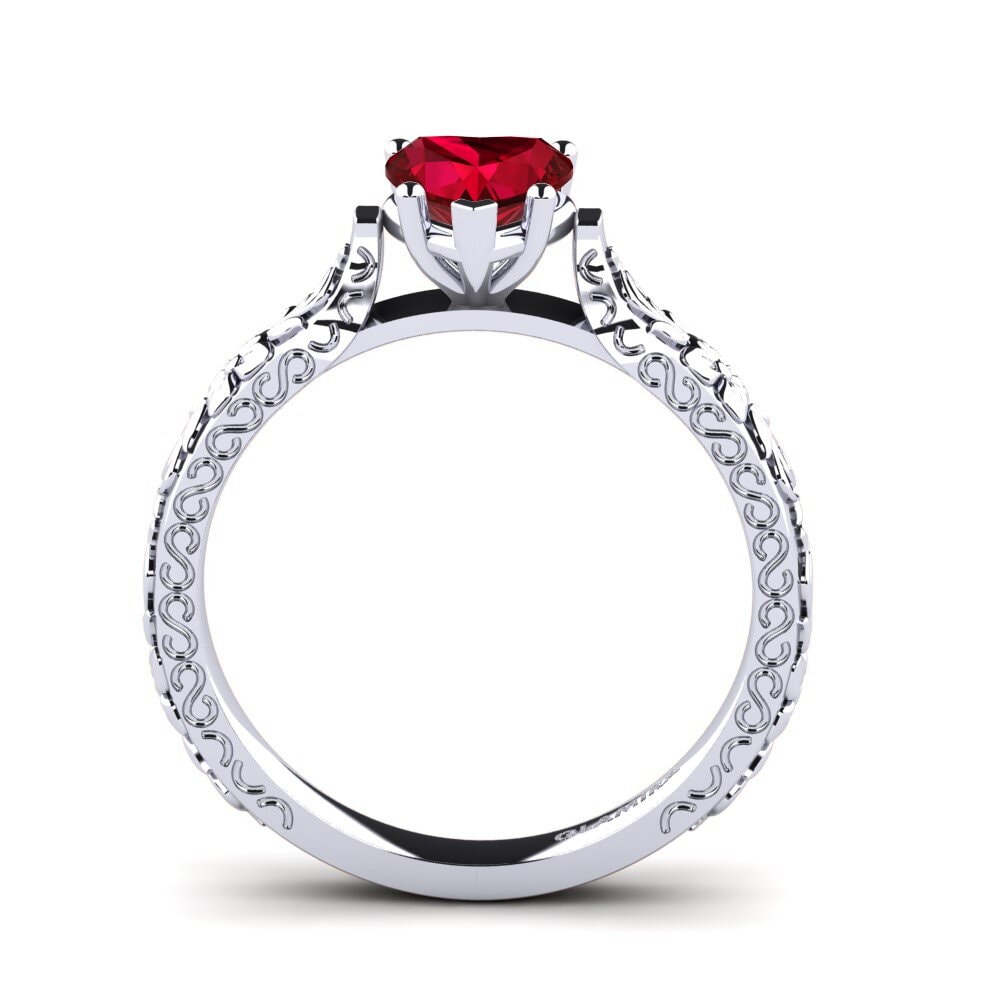 White Silver Red Zirconia Women's Ring Joanna