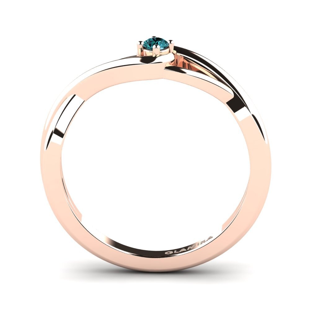 14k Oro Rosa Diamante Azul Anillo de compromiso Joy 0.07crt