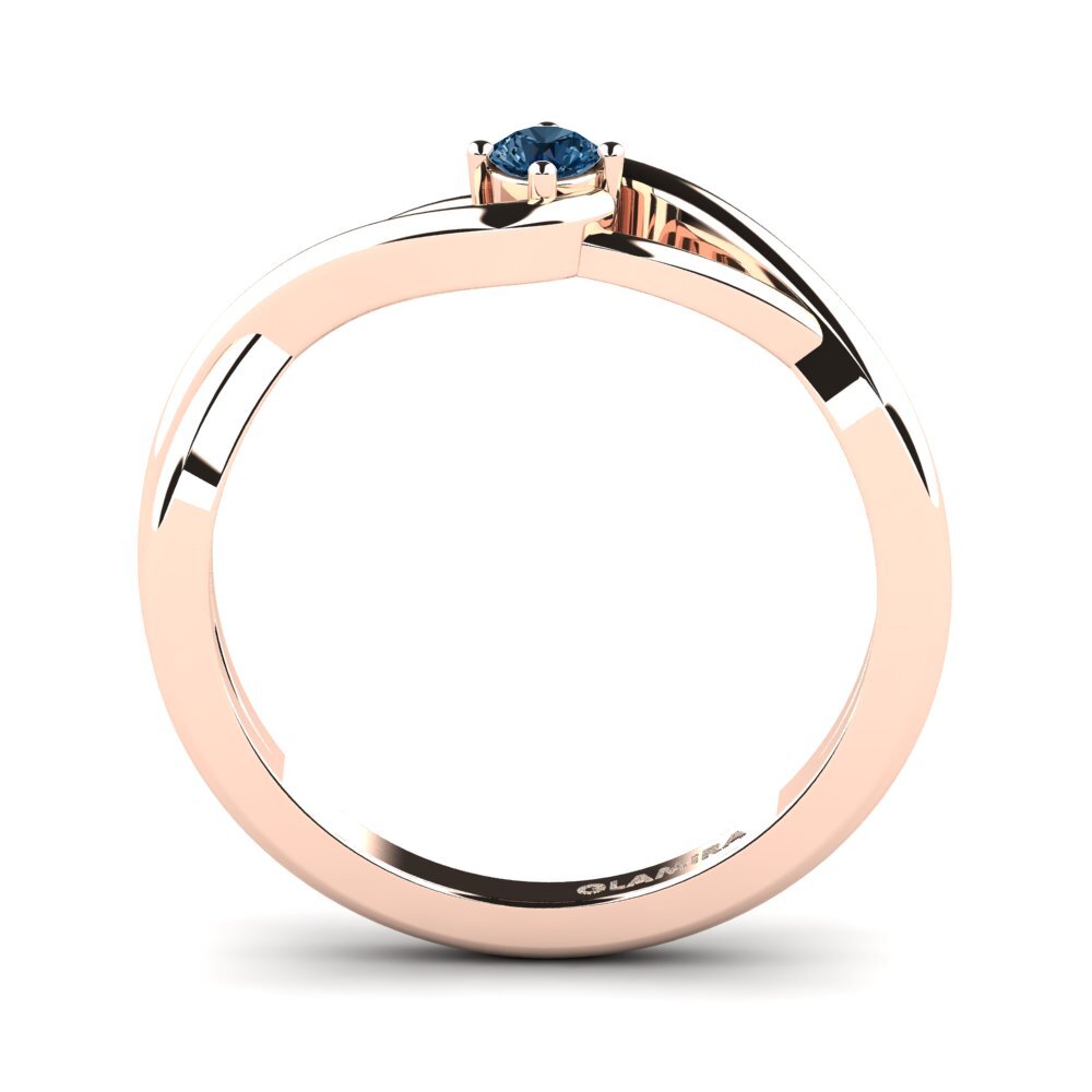 14k Oro Rosa Diamante Azul Anillo de compromiso Joy 0.1crt