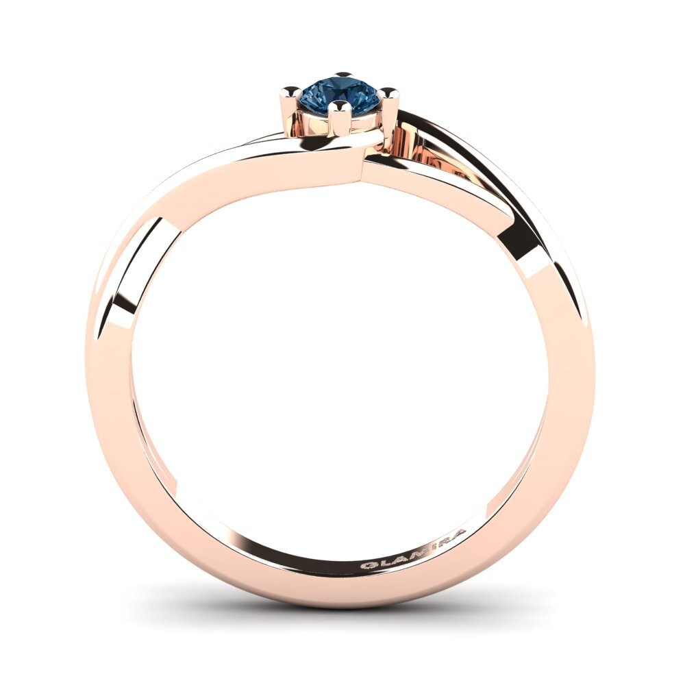 14k Oro Rosa Diamante Azul Anillo de compromiso Joy
