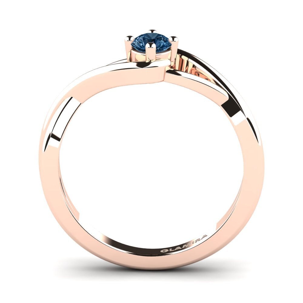 14k Oro Rosa Diamante Azul Anillo de compromiso Joy 0.25crt