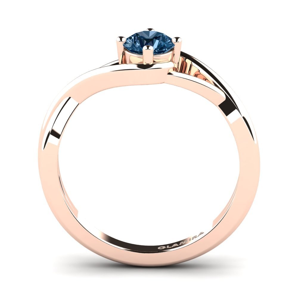 14k Oro Rosa Diamante Azul Anillo de compromiso Joy 0.5crt