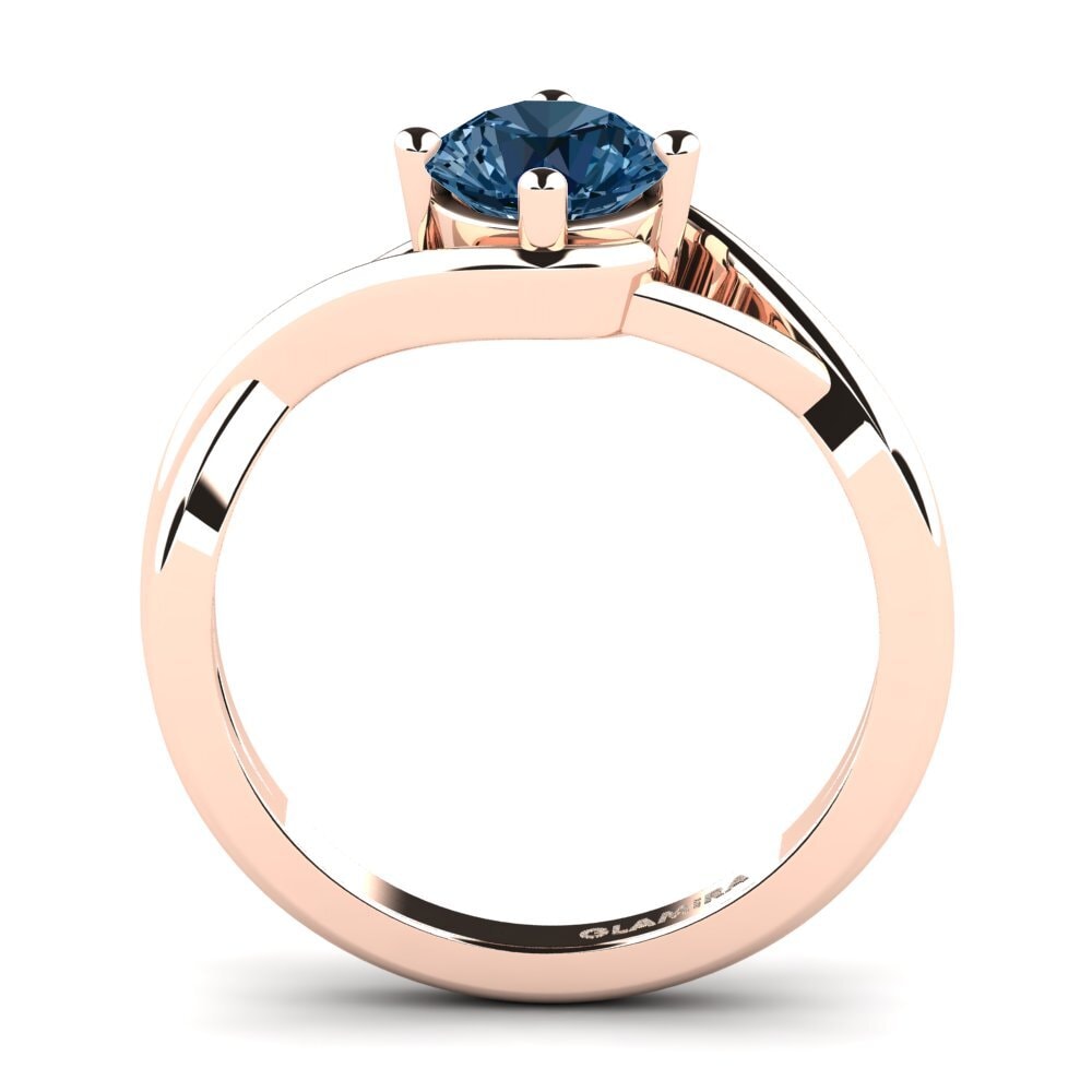 14k Oro Rosa Diamante Azul Anillo de compromiso Joy 1.0crt