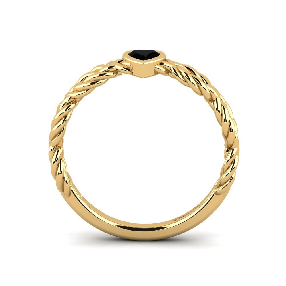 14ct Yellow Gold Black Onyx Women's Ring Juicy