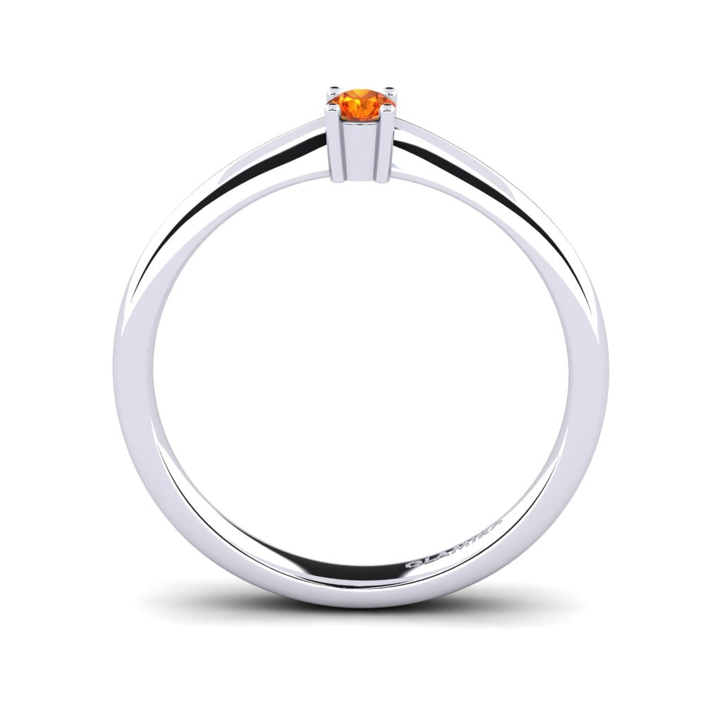 White Silver Orange Sapphire Engagement Ring Julia 0.1 crt