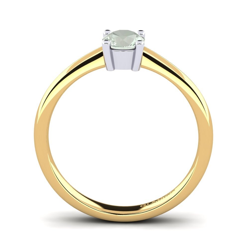 14k Oro Amarillo & Blanco Amatista verde Anillo de compromiso Julia 0.5crt