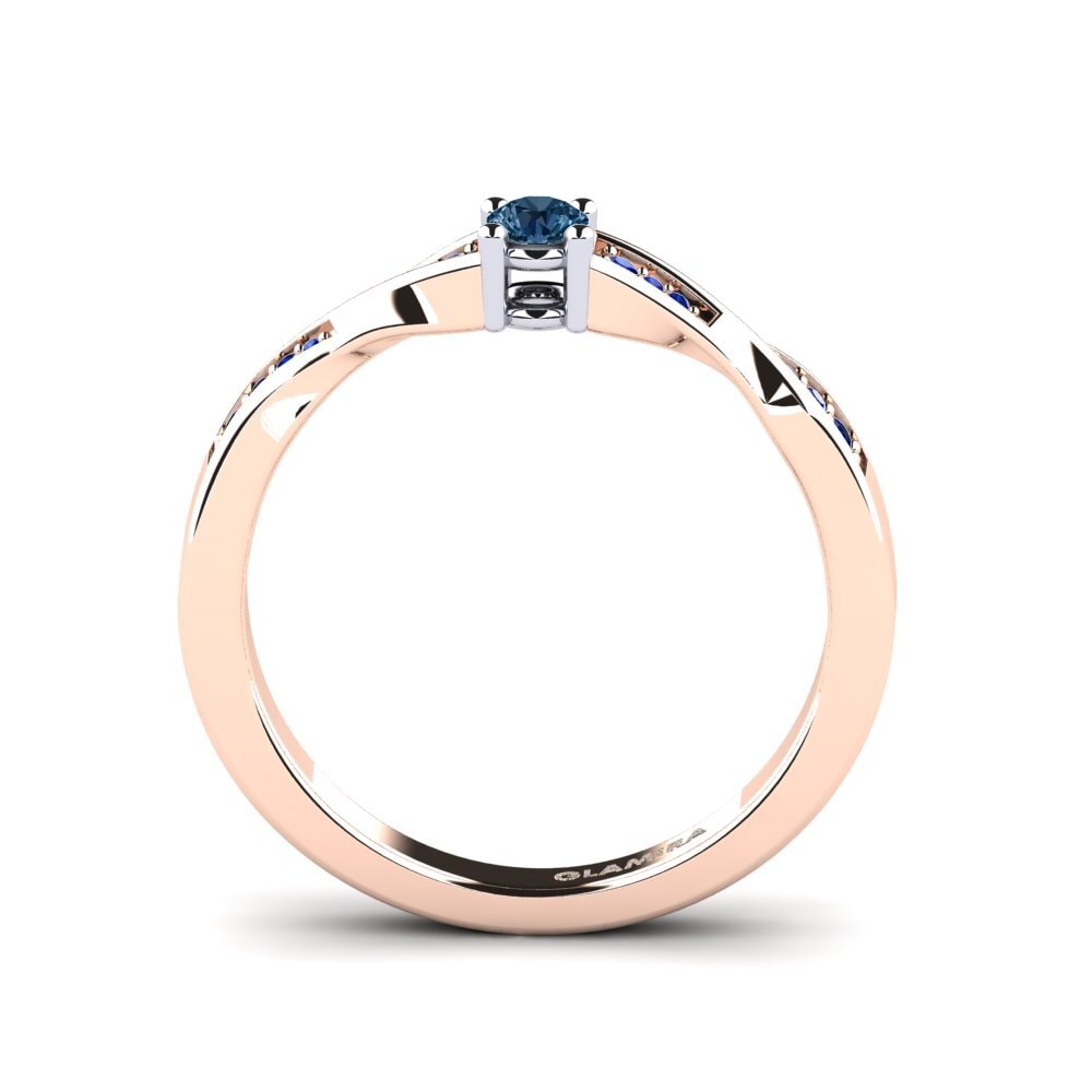 14ct Rose / White Gold Blue Diamond Engagement Ring Kabena