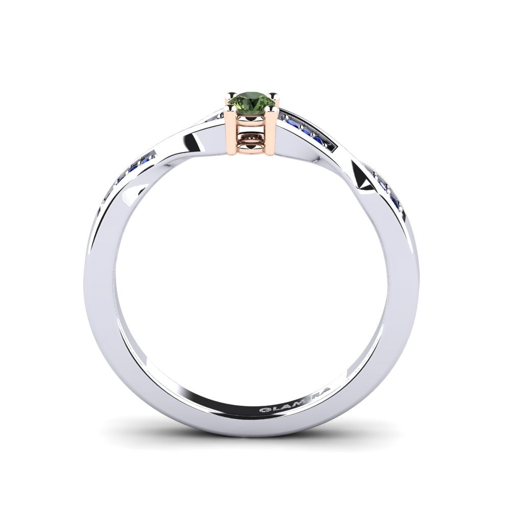 14ct White / Rose Gold Green Sapphire Engagement Ring Kabena