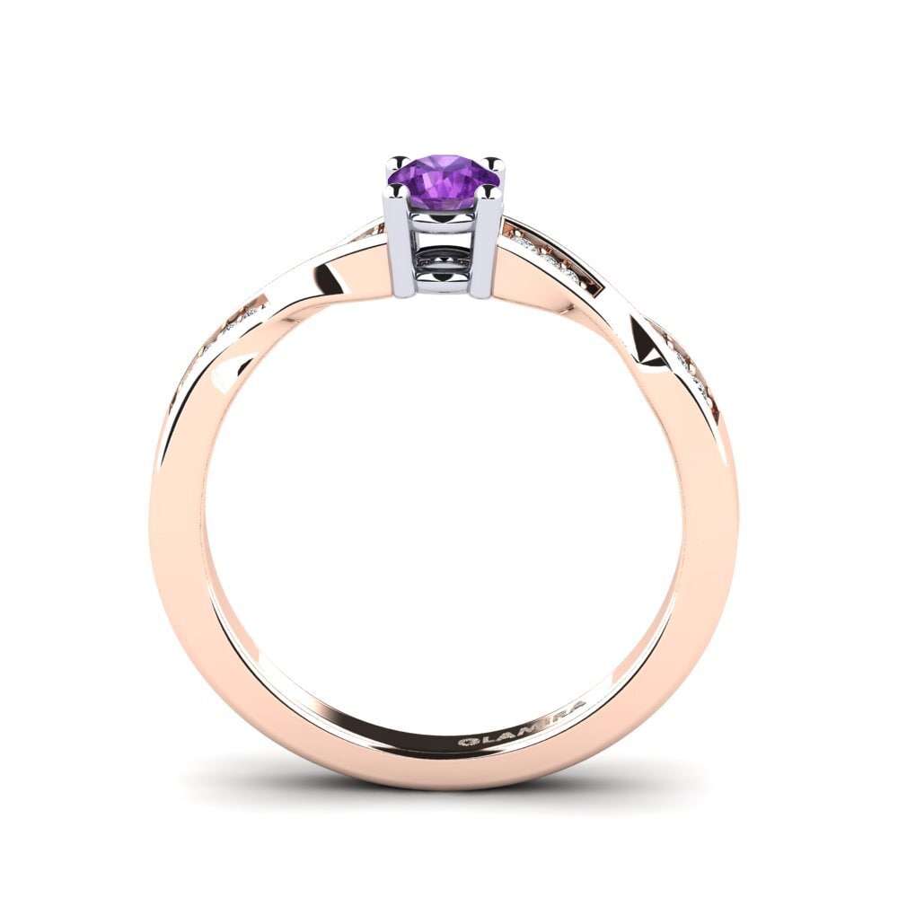 14ct Rose / White Gold Amethyst Engagement Ring Kabena 0.25 crt
