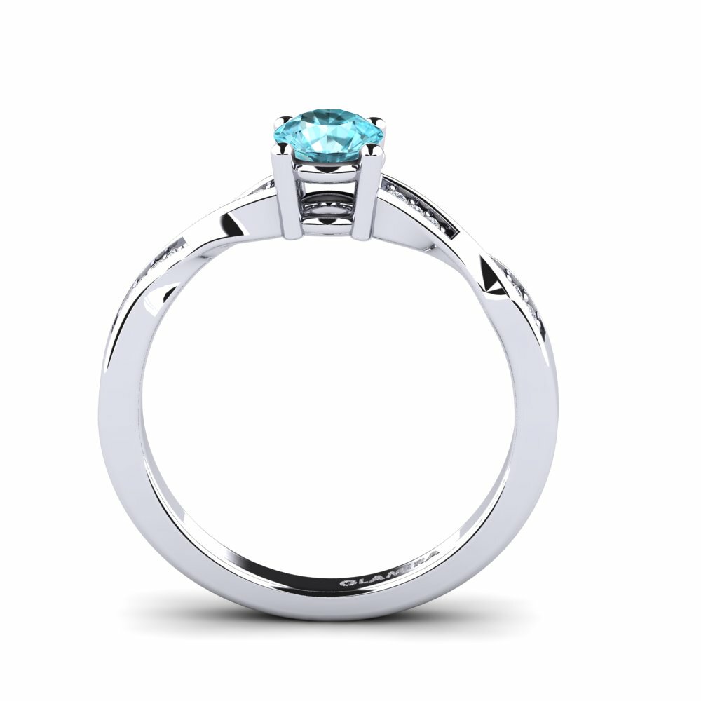 Blue Zircon Engagement Ring Kabena 0.5 crt
