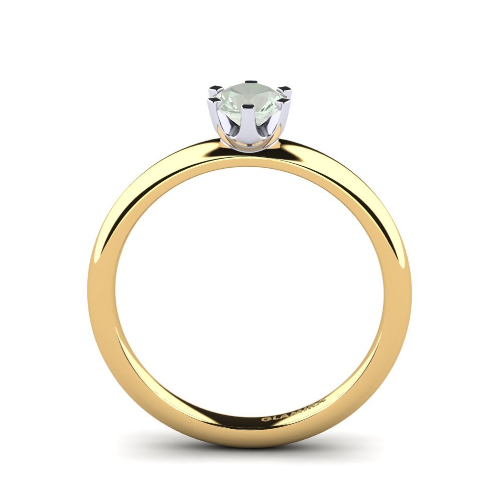14k Oro Amarillo & Blanco Amatista verde Anillo de compromiso Katherina 0.5crt