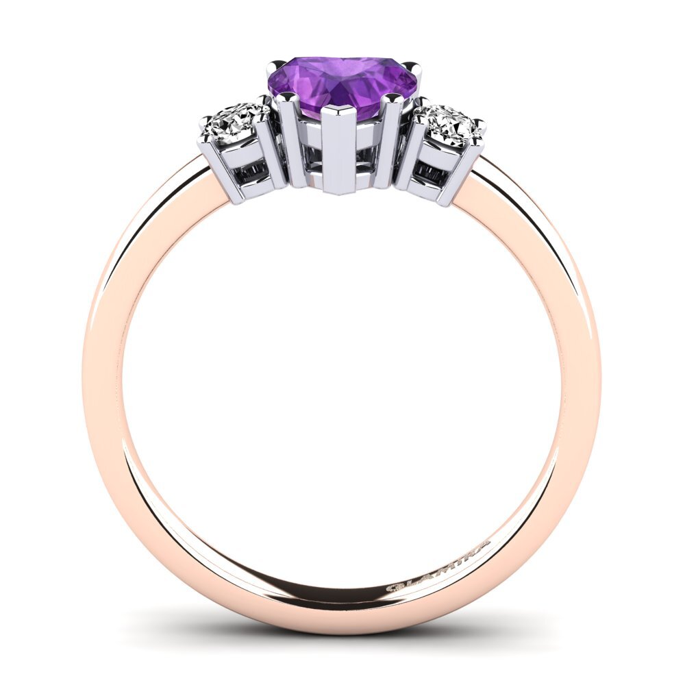 14ct Rose / White Gold Amethyst Engagement Ring Lauren