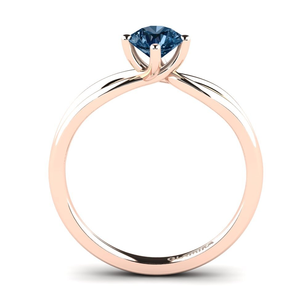 14k Oro Rosa Diamante Azul Anillo de compromiso Layla 0.5crt
