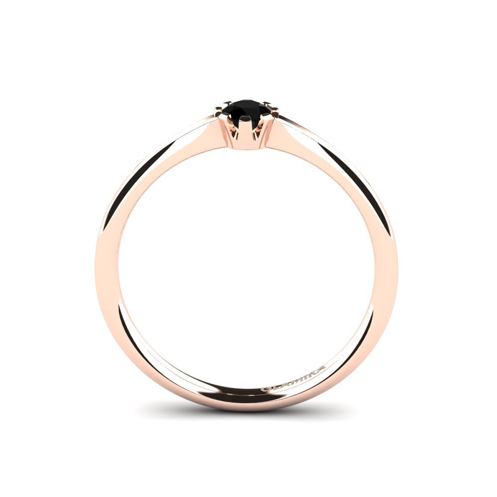 14ct Rose Gold Black Onyx Women's Ring Linderoth
