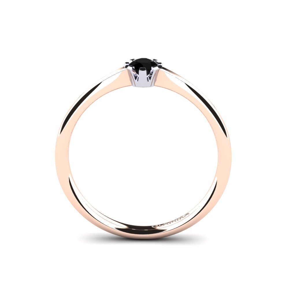 14ct Rose & White Gold Black Onyx Women's Ring Linderoth