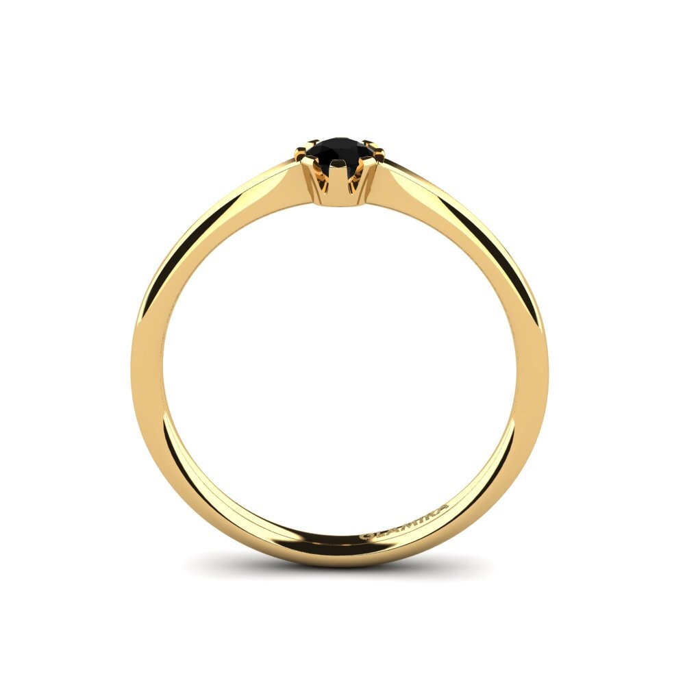 14ct Yellow Gold Black Onyx Women's Ring Linderoth