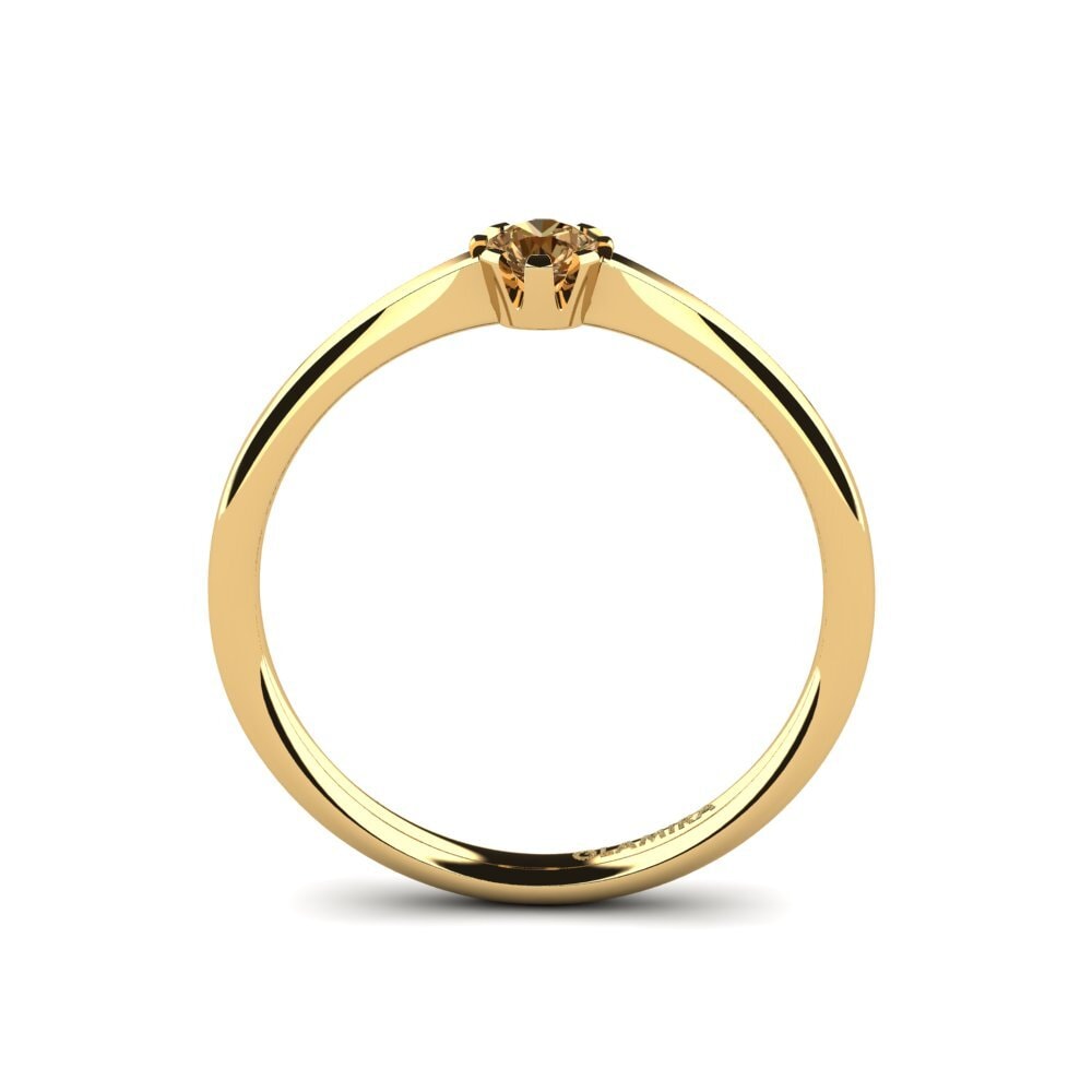 14ct Yellow Gold Brown Diamond Women's Ring Linderoth