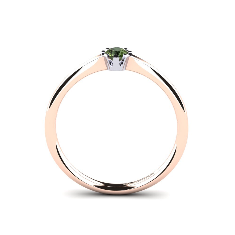 18ct Rose & White Gold Green Sapphire Women's Ring Linderoth