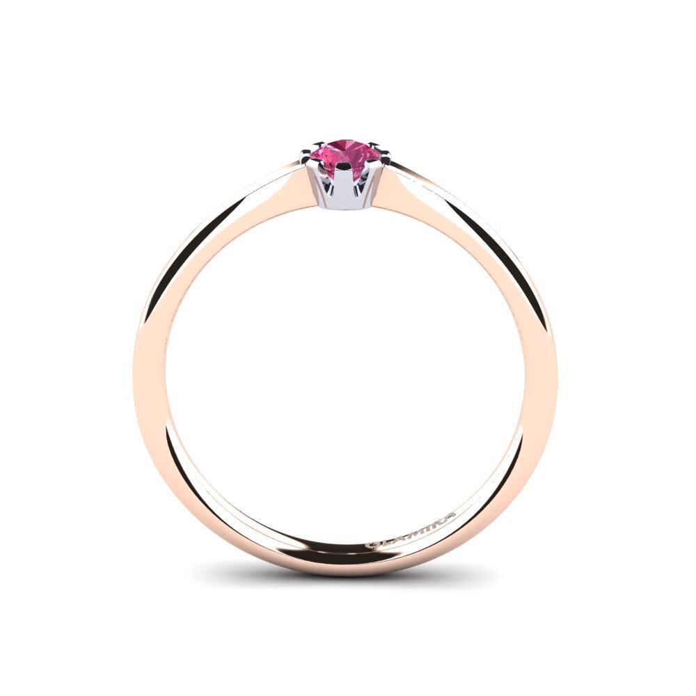 18ct Rose & White Gold Pink Tourmaline Women's Ring Linderoth