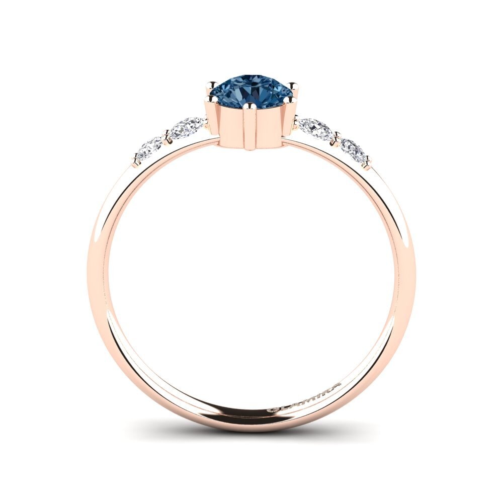 14k Oro Rosa Diamante Azul Anillo de compromiso Lugh