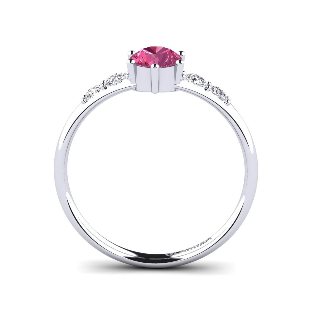 White Silver Pink Tourmaline Engagement Ring Lugh
